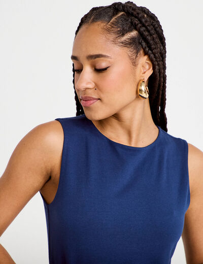 D&eacute;bardeur cropped bleu fonc&eacute; femme