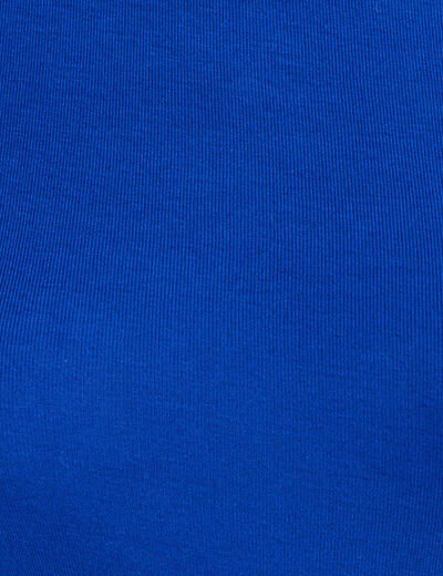 T-shirt ajust&eacute; col rond manches longues bleu electrique femme