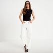 Jean wide leg taille haute ecru femme