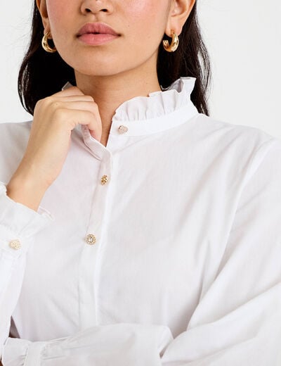 Chemise droite manches longues ecru femme