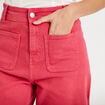 Jean wide leg cropped taille haute rose framboise femme