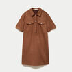 Robe droite 3/4 manches courtes daim marron femme
