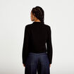 Veste tweed droite cropped col rond noir femme