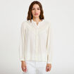 Blouse droite col rond manches longues ecru femme