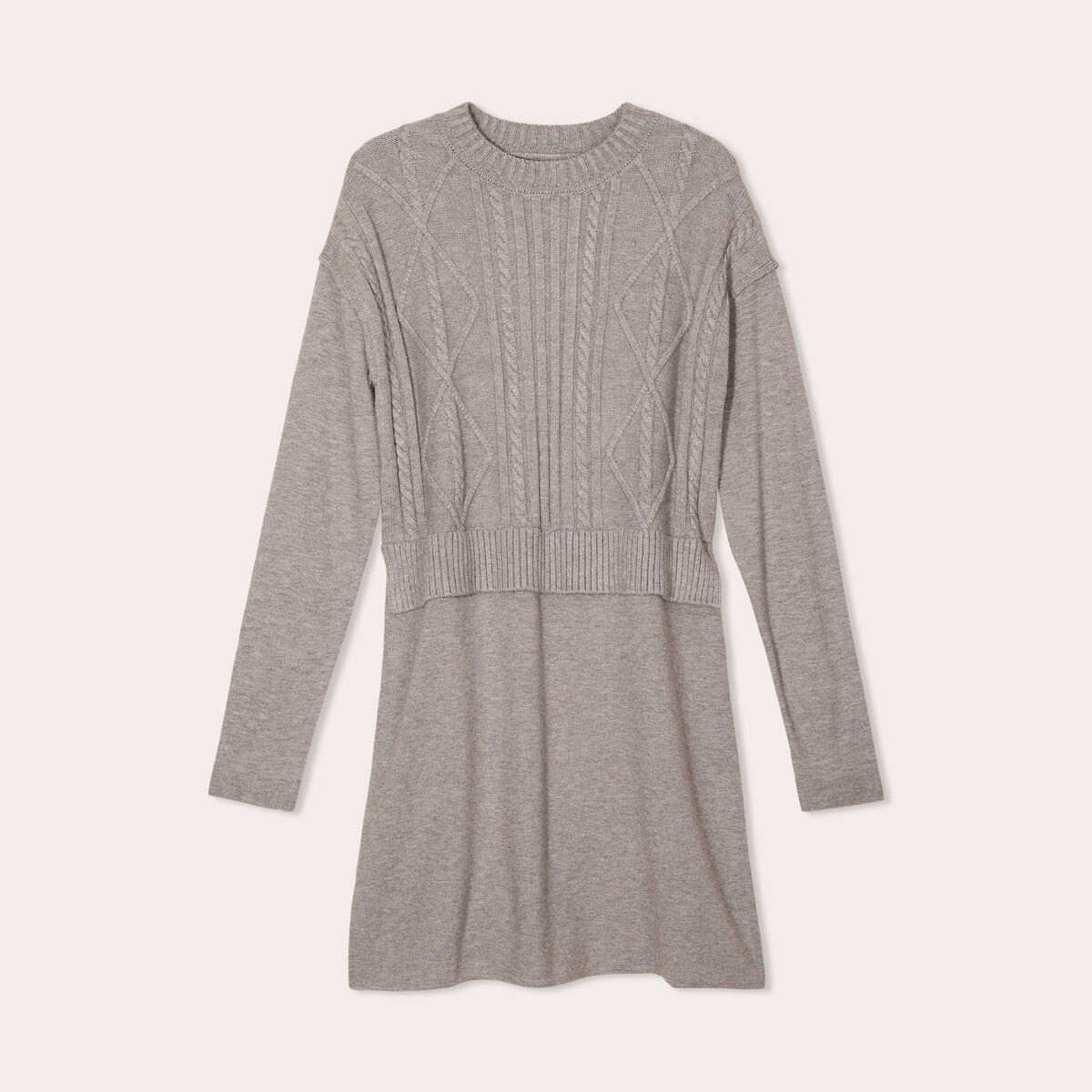 Robe pull effet 2-en-1 gris clair femme