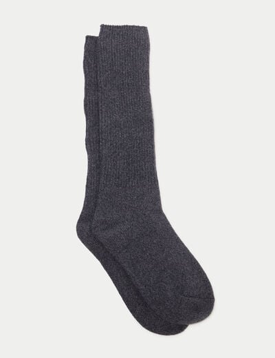 Chaussettes hautes gris fonc&eacute; femme