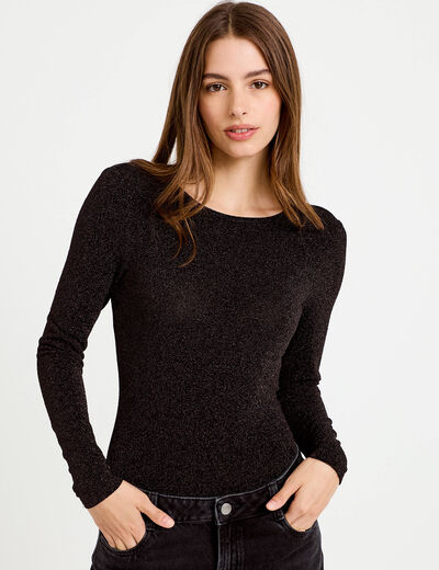 Body manches longues marron fonc&eacute; femme