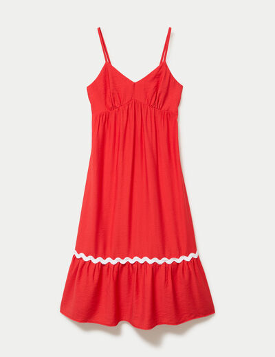 Robe longue &eacute;vas&eacute;e col v cr&ecirc;pe rouge femme