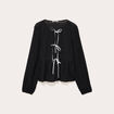 Blouse noeuds contrast&eacute;s noir femme