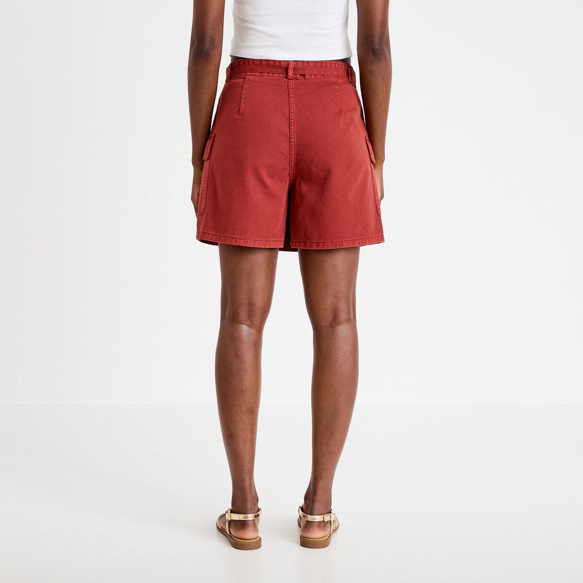 Jupe-short trap&egrave;ze courte vieux rose femme