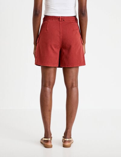Jupe-short trap&egrave;ze courte vieux rose femme