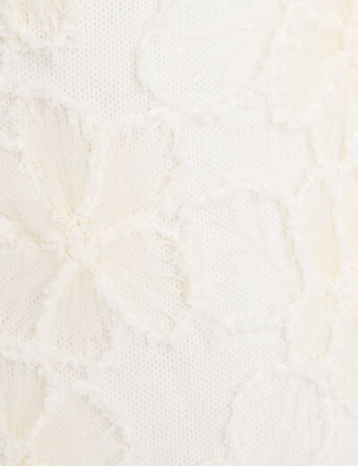 Pull sans manches &agrave; motif floral ecru femme