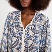 Blouse ample col v manches longues blanc femme