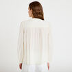 Blouse droite col rond manches longues ecru femme