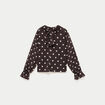 Blouse droite voile manches longues marron fonc&eacute; femme
