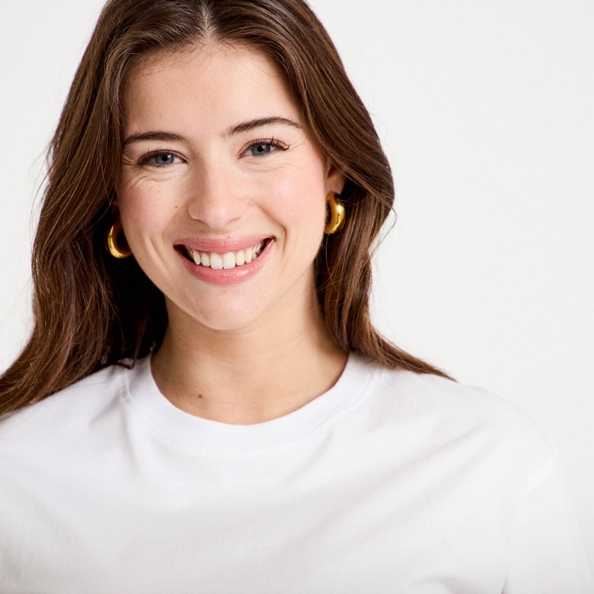 T-shirt col rond manches courtes blanc femme