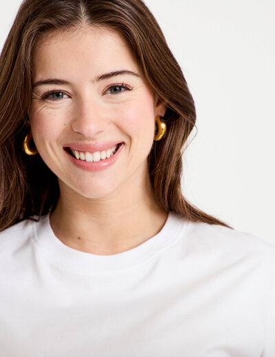 T-shirt col rond manches courtes blanc femme