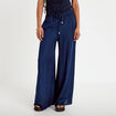 Pantalon large taille standard bleu marine femme