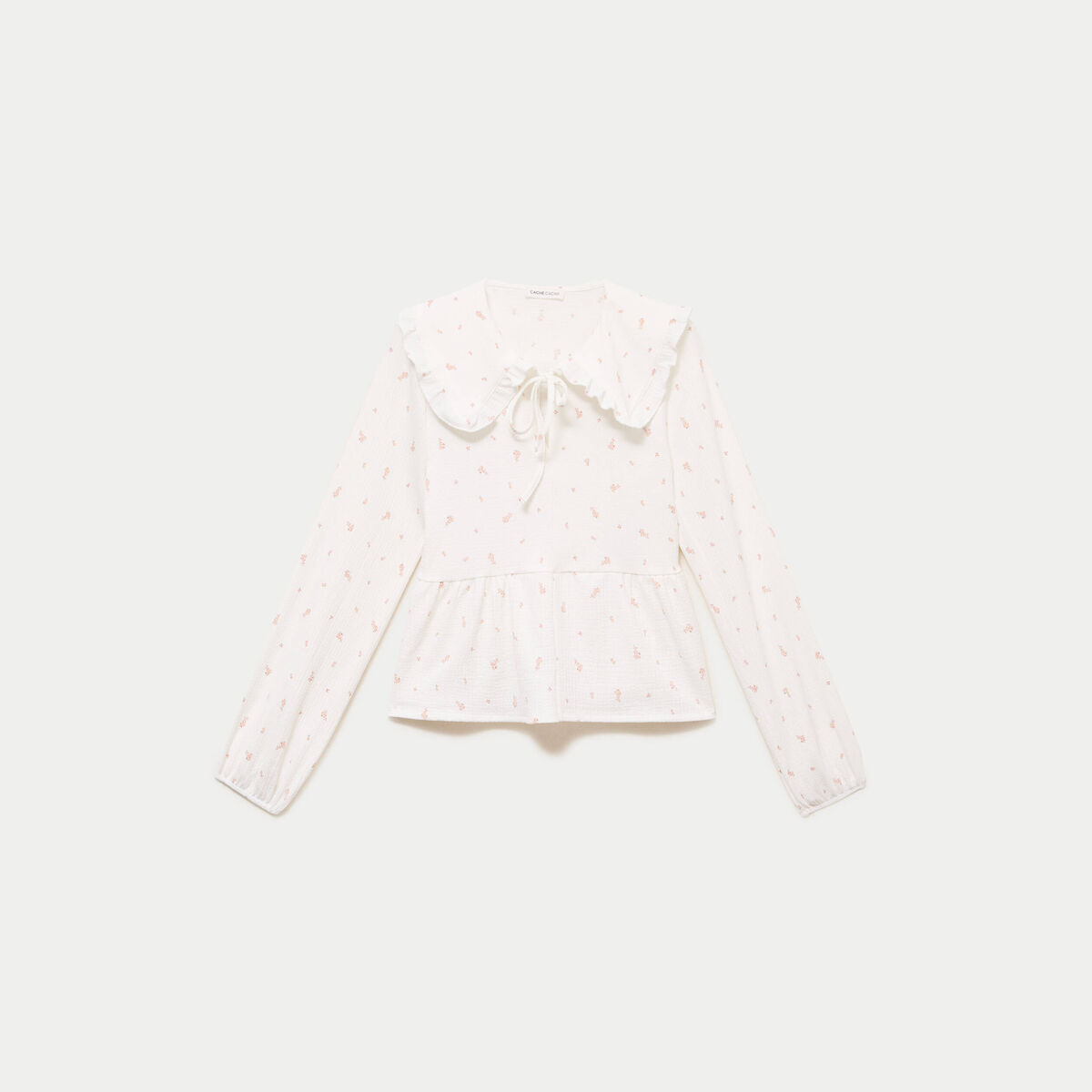 Blouse manches longues avec noeuds ecru femme