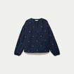 Blouse avec broderie bleu fonc&eacute; femme