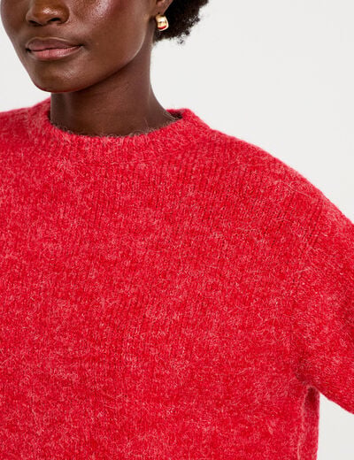 Pull manches courtes rouge femme