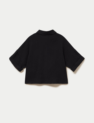 Chemise manches 3/4 noir femme