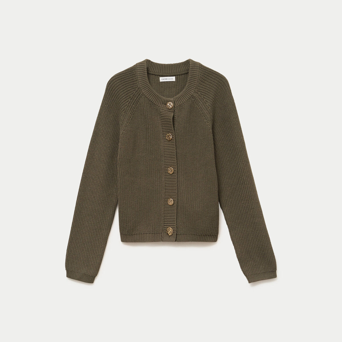 Gilet manches longues vert kaki femme
