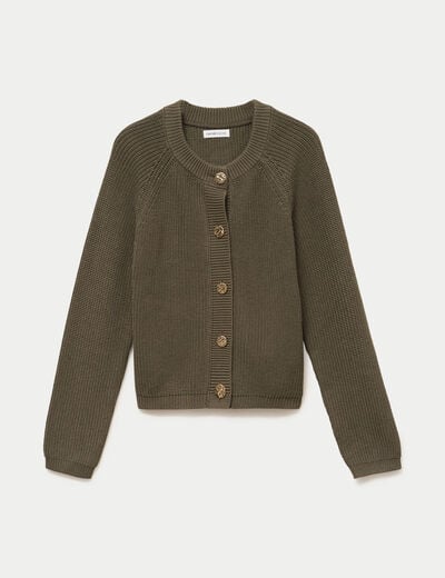Gilet manches longues vert kaki femme