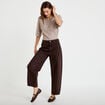 Jean barrel taille standard marron fonc&eacute; femme