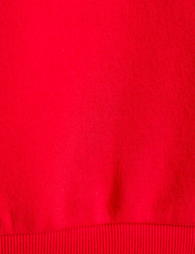 Sweat col chemise manches longues rouge femme