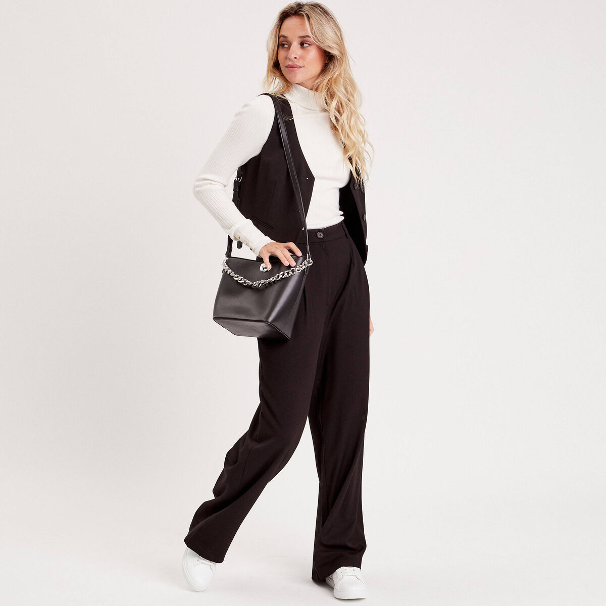 Veston sans manches noir femme