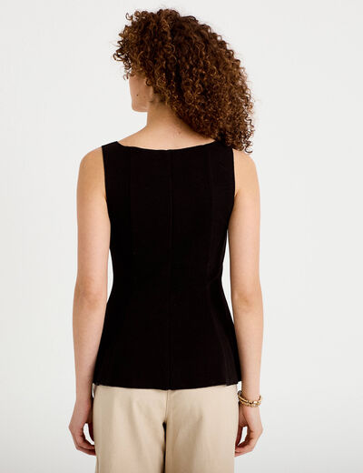 D&eacute;bardeur p&eacute;plum cintr&eacute; col coeur noir femme