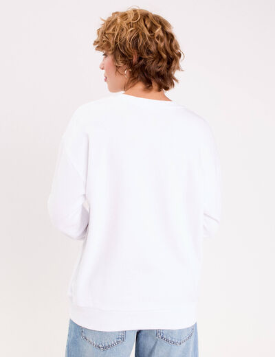 Sweat oversize manches longues blanc femme