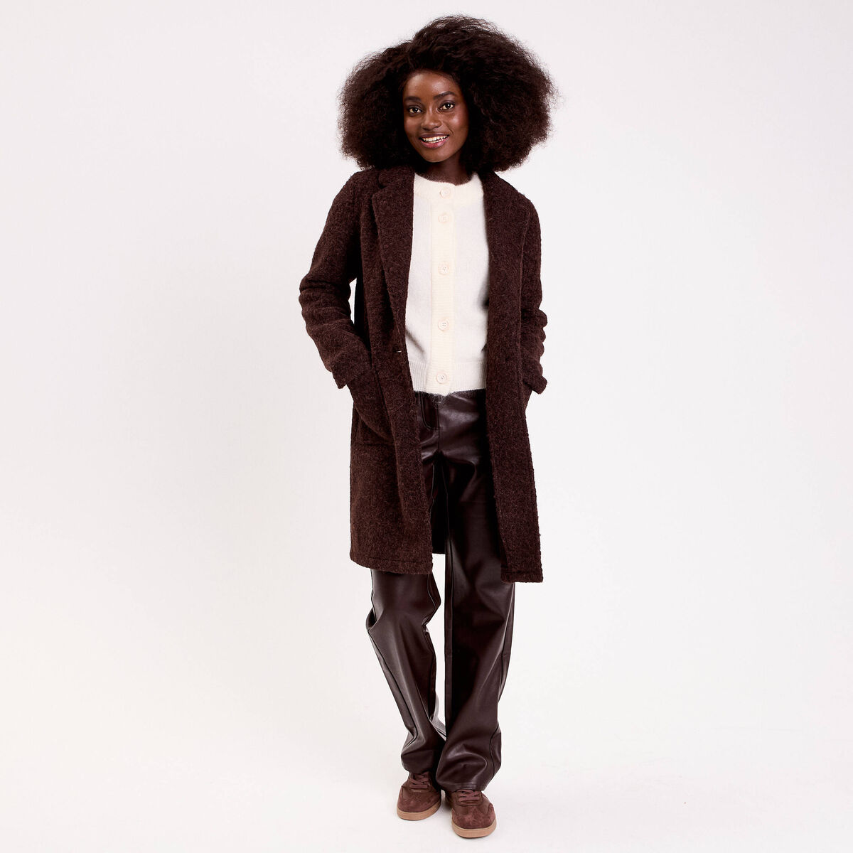 Gilet boutonn&eacute; ecru femme