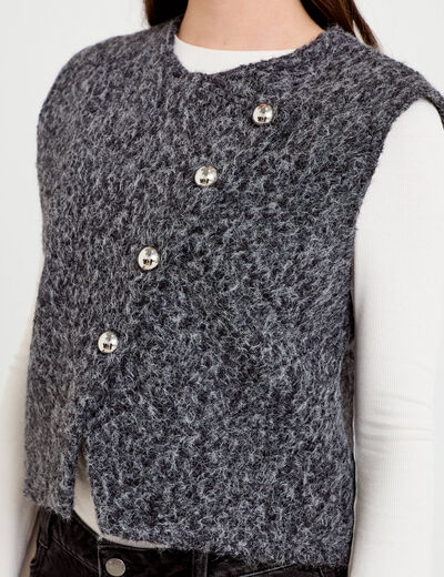 Gilet sans manches gris fonc&eacute; femme