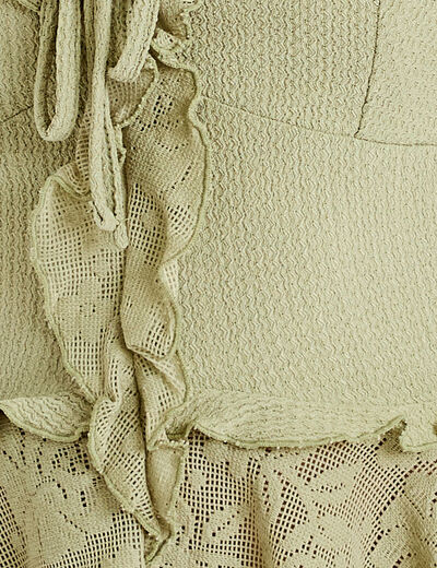 D&eacute;bardeur avec d&eacute;tail dentelle vert kaki femme