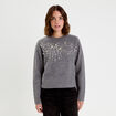 Pull avec perles gris fonc&eacute; femme