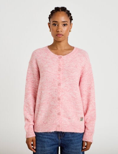 Gilet ample manches longues rose clair femme
