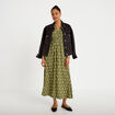 Robe longue manches courtes vert femme