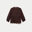 Blouse &agrave; motif en relief marron fonc&eacute; femme
