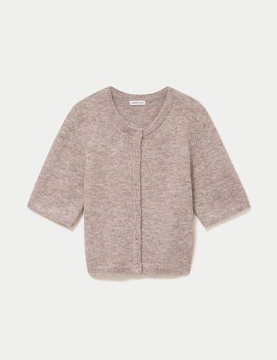Gilet duveteux manches 3/4 taupe femme