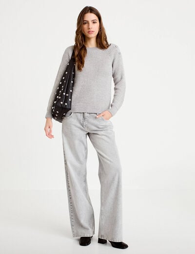 Pull manches longues gris clair femme