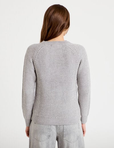 Pull manches longues gris clair femme