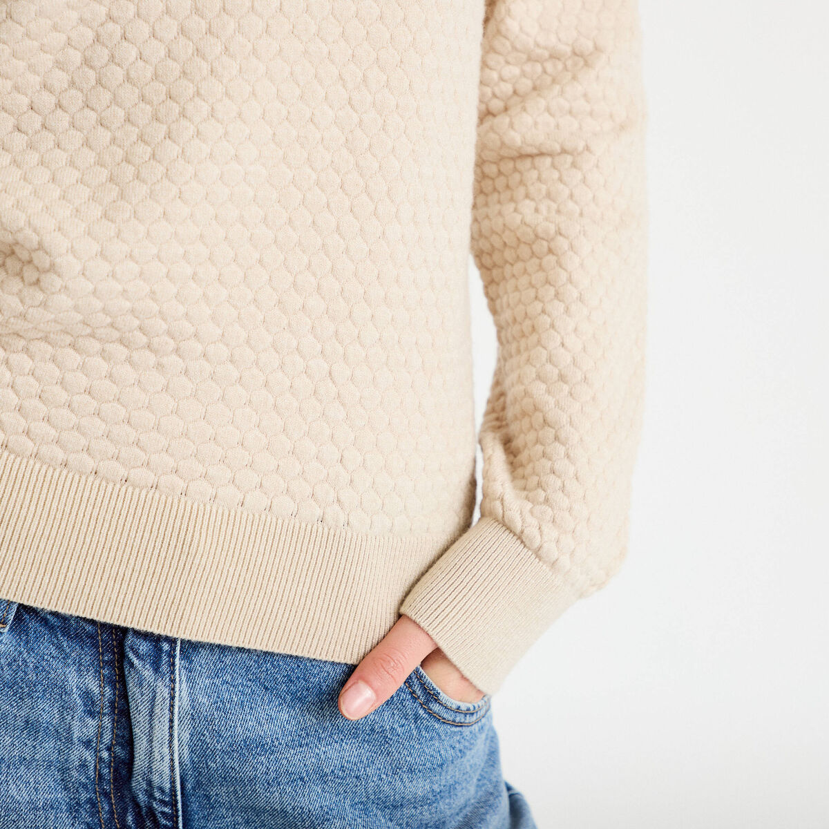 Pull col bateau sable femme