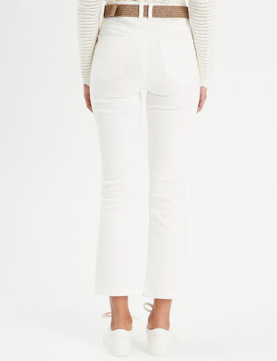 Jean bootcut cropped taille haute ecru femme