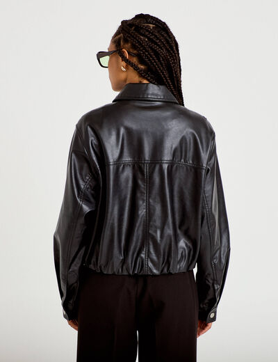 Veste effet boule manches longues noir femme