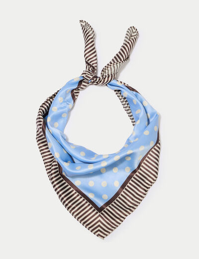 Foulard satin&eacute; soyeux bleu ciel femme