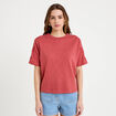 T-shirt col rond manches courtes brod&eacute; vieux rose femme