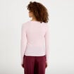T-shirt ajust&eacute; col rond manches longues rose clair femme