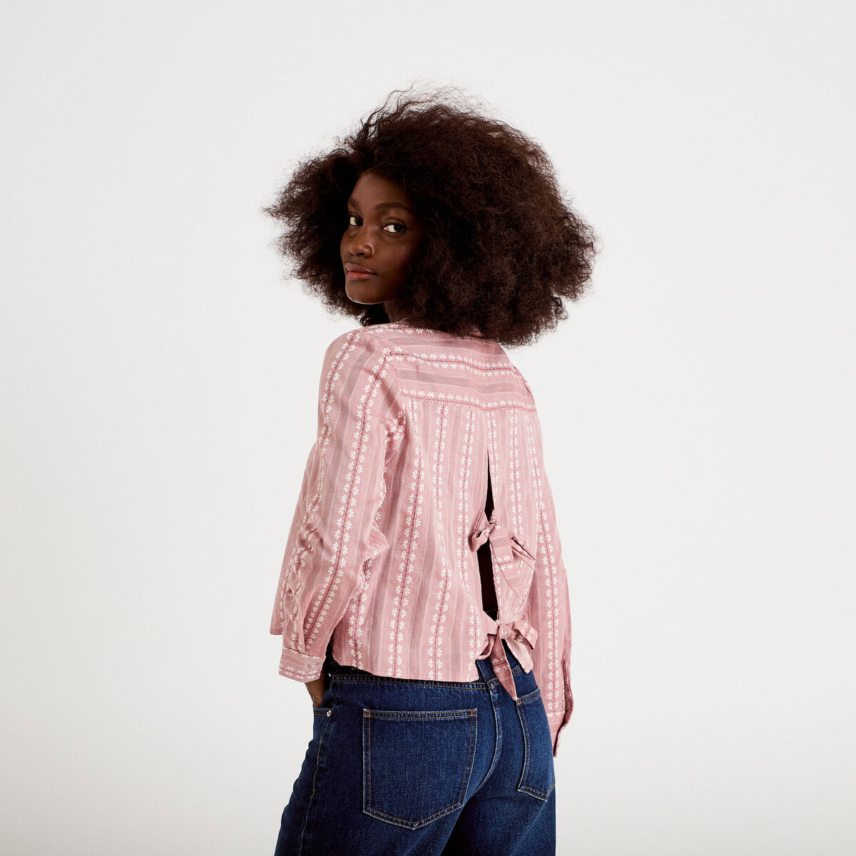 Chemise droite cropped col classique terracotta femme